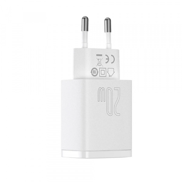 Сетевое зарядное устройство Baseus Compact Quick Charger U+C 20W EU White (CCXJ-B02)