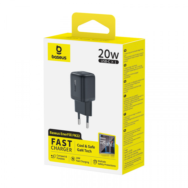 Сетевое зарядное устройство Baseus EnerFill FN22 Fast Charger 1C 20W EU Чёрный (E0122802)