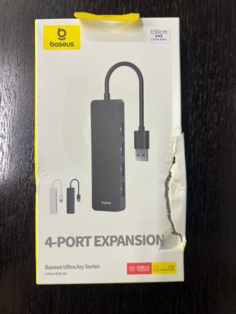 УЦЕНКА Хаб концентратор Baseus UltraJoy Series 4-Port HUB Lite 150см Cluster Черный (USB-A - USB3.0*4) B0005280B111-01 Повреждена упаковка
