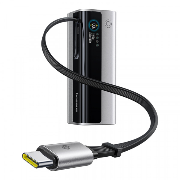 Внешний аккумулятор Baseus EnerGeek GR11 Power Bank with Retractable Cable 20000mAh 145W, титан (E0027B02)