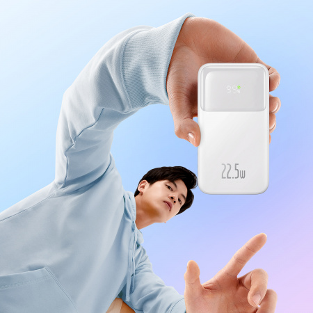 Внешний аккумулятор Baseus Comet Series с двойным кабелем и цифровым дисплеем, 10000 mAh, 22.5 W White (PPMD020002)