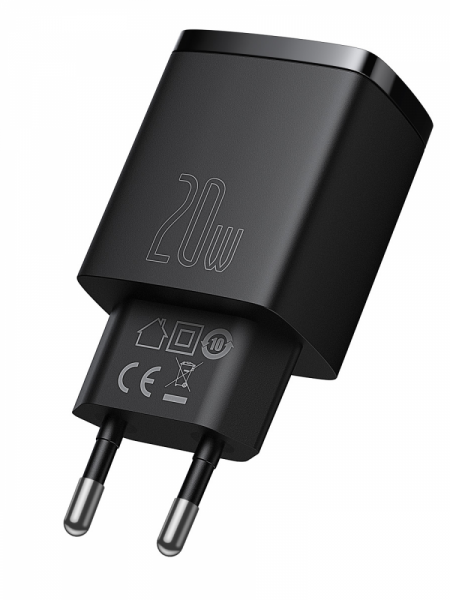 Сетевое зарядное устройство Baseus Compact Quick Charger U+C 20W EU Чёрный (CCXJ-B01)