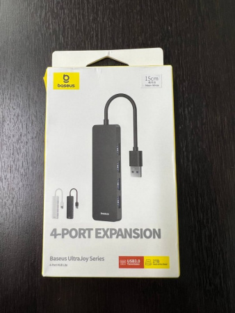 УЦЕНКА Хаб концентратор Baseus UltraJoy Series 4-Port HUB Lite 15см Moon White (USB-A - USB3.0*4) B0005280B211-00 Повреждена упаковка
