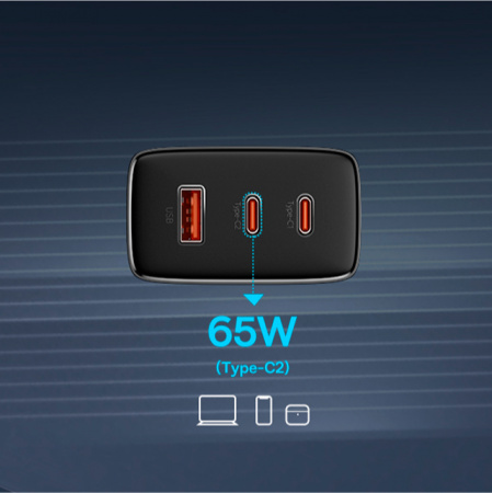 Сетевое зарядное устройство OS-Baseus Cube Pro Fast Charger 2C+U 65W EU Чёрный (P10152301113-00)