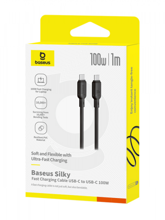 Кабель OS-Baseus Silky Series Fast Charging Cable Type-C - Type-C 100W 1м Чёрный (P10377704113-00)