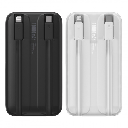 Внешний аккумулятор Baseus Comet Series с двойным кабелем и цифровым дисплеем, 10000 mAh, 22.5 W White (PPMD020002)