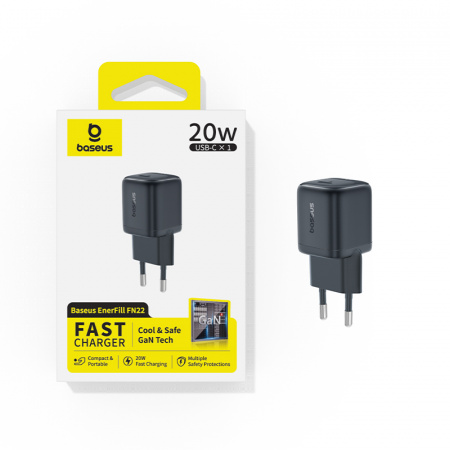 Сетевое зарядное устройство Baseus EnerFill FN22 Fast Charger 1C 20W EU Чёрный (E0122802)