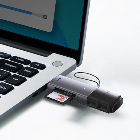 Картридер Baseus Lite Series USB-A & Type-C  - SD/TF Card Reader Grey (WKQX060113)