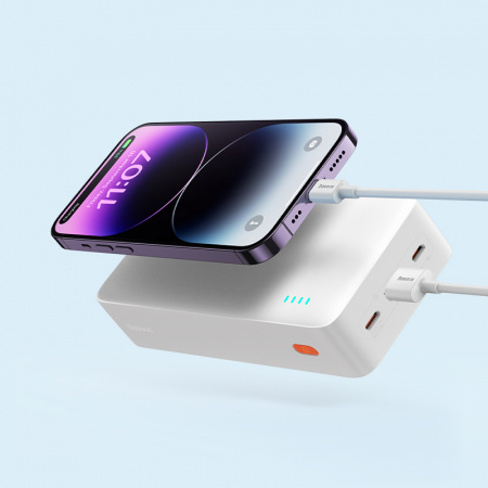 Внешний аккумулятор CN-Baseus Airpow Fast Charge Power Bank 30000mAh 20W с кабелем USB - Type-C 3A 0.3m (PPQD010502) Белый