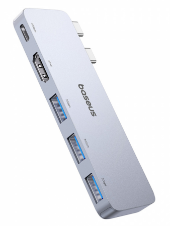 USB-концентратор Baseus UltraJoy Series 5-Port HUB USB-C*2 - USB-C 40Gbps*1+HDMI 4K@30Hz*1+USB3.0*3 Серый (B00052801811-04)
