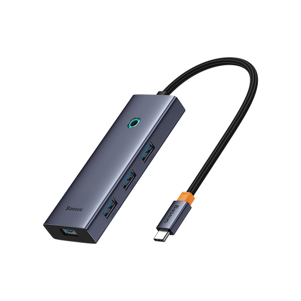 Хаб OS-Baseus Flite Series 5-Port HUB Docking Station (Type-C - HDMI4K@30Hz*1+USB 3.0*4) Серый (B00052809813-00)
