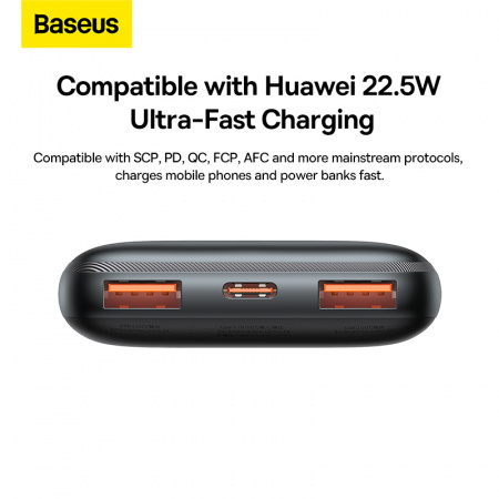 Внешний аккумулятор Baseus Bipow Pro Digital Display Fast Charge Power Bank 10000mAh 20W черный с кабелем USB to Type-C 3A 0.3m Overseas Edition (PPBD040201)