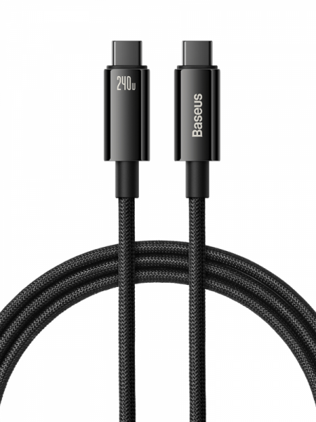 Кабель Baseus Tungsten Gold Fast Charging Data Cable Type-C to Type-C 240W 2м Чёрный (CAWJ040101)
