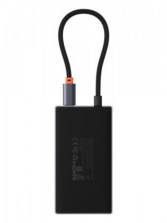 Хаб Baseus PioneerJoy 6-Port Type-C HUB Adapter (Type-C - HDMI4K@60Hz*1+USB3.0*3+PD*1+RJ45*1) Серый (WKYY030213)