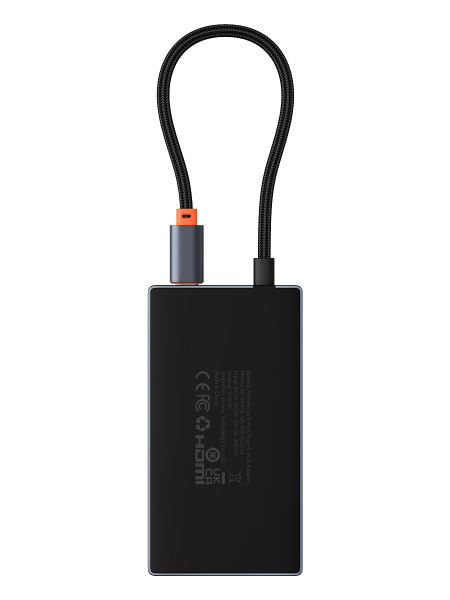Хаб Baseus PioneerJoy 6-Port Type-C HUB Adapter (Type-C - HDMI4K@60Hz*1+USB3.0*3+PD*1+RJ45*1) Серый (WKYY030213)