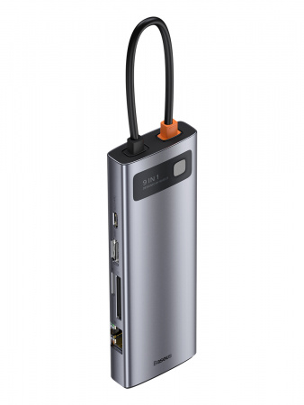 USB - разветвитель адаптер Baseus Metal Gleam Series 9-in-1 Multifunctional Type-C HUB Docking Station Space Gray (CAHUB-CU0G)