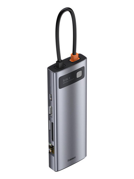 USB - разветвитель адаптер Baseus Metal Gleam Series 9-in-1 Multifunctional Type-C HUB Docking Station Space Gray (CAHUB-CU0G)