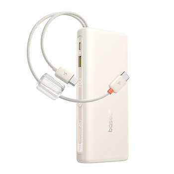 Повербанк Baseus EnerFill FC41 Digital Display Dual Built-in USB-C Cables 20000mAh 100W Белый (E0028N04)