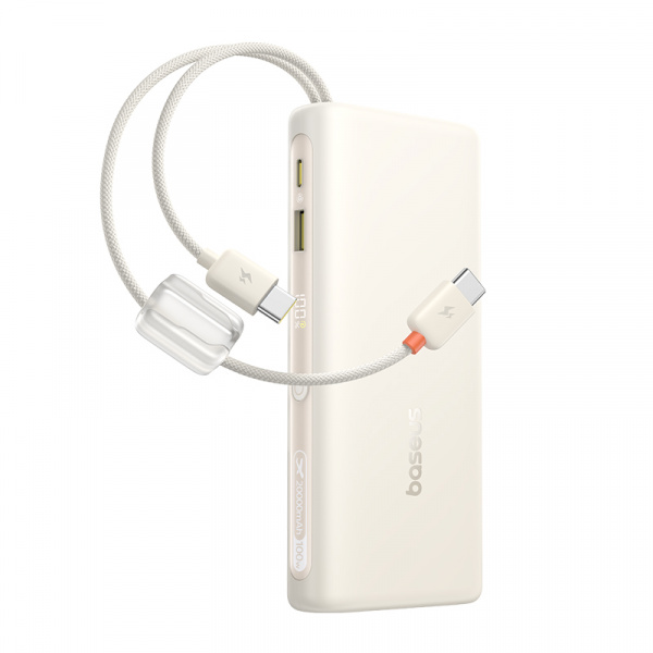 Повербанк Baseus EnerFill FC41 Digital Display Dual Built-in USB-C Cables 20000mAh 100W Белый (E0028N04)