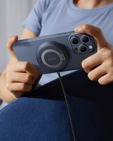 Беспроводное магнитное зарядное устройство Baseus Simple Mini4 Magnetic Wireless Charging Stand Qi2 15W Universal Explorer Edition (P10273300121-01) Чёрное