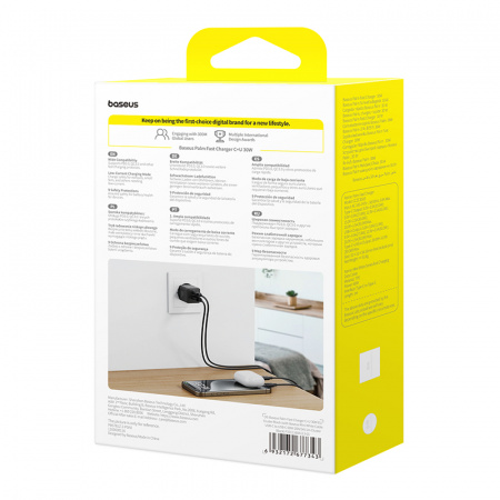 Сетевое зарядное устройство Baseus Palm Fast Charger C+U 30W EU Чёрный (в комплекте кабель USB-C - USB-C 60W (20V/3A) 1м) (P1011160A113-01)