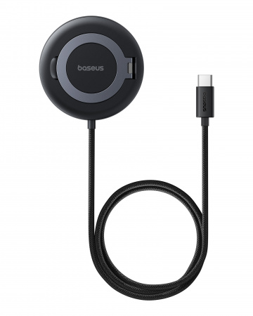 Беспроводное магнитное зарядное устройство Baseus Simple Mini4 Magnetic Wireless Charging Stand Qi2 15W Universal Explorer Edition (P10273300121-01) Чёрное