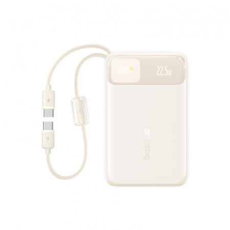Повербанк Baseus EnerFill FC11 Digital Display с встроенным USB-C кабелем 10000mAh 22.5W Бежевый (E0030401)