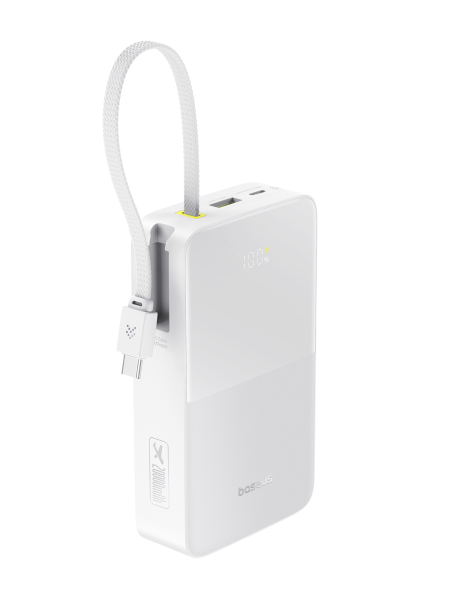 Повербанк Baseus EnerFill FC51 Bipow2 Pro Digital Display со встроенным кабеле 20000mAh 22.5W Белый (E0027700)