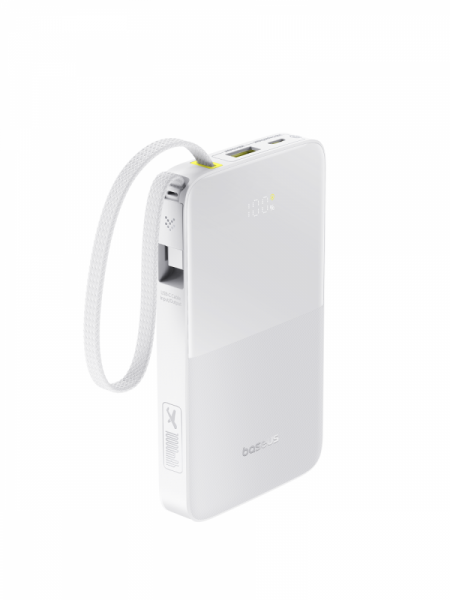 Повербанк Baseus EnerFill FC51 Bipow2 Pro Digital Display со встроенным кабелем 10000mAh 22.5W Белый (E0027601) 