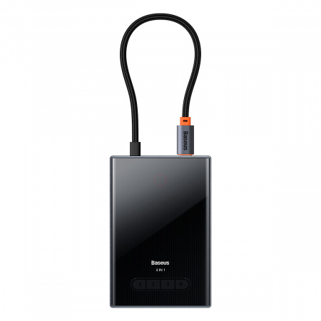 Хаб Baseus PioneerJoy 8-Port Four-Screen Type-C HUB Adapter (Type-C - HDMI4K@60Hz*1+HDMI4K@30Hz*1+DP8K@30Hz*1+VGA+USB3.0*2+Type-C (Data+PDout)*1+PD*1) Серый (WKYY030413)