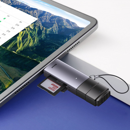 Картридер Baseus Lite Series USB-A & Type-C  - SD/TF Card Reader Grey (WKQX060113)