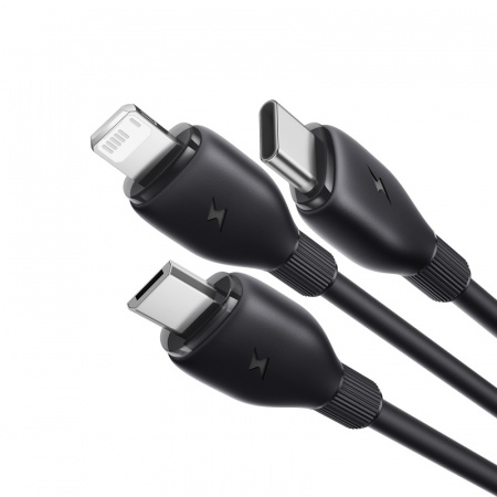 Кабель Baseus Ultra-Fast 3-в-1 Fast Charging Cable USB-A - Micro-USB + Lightning + USB-C 3.5A 0.8м Чёрный (P10376303121-01)