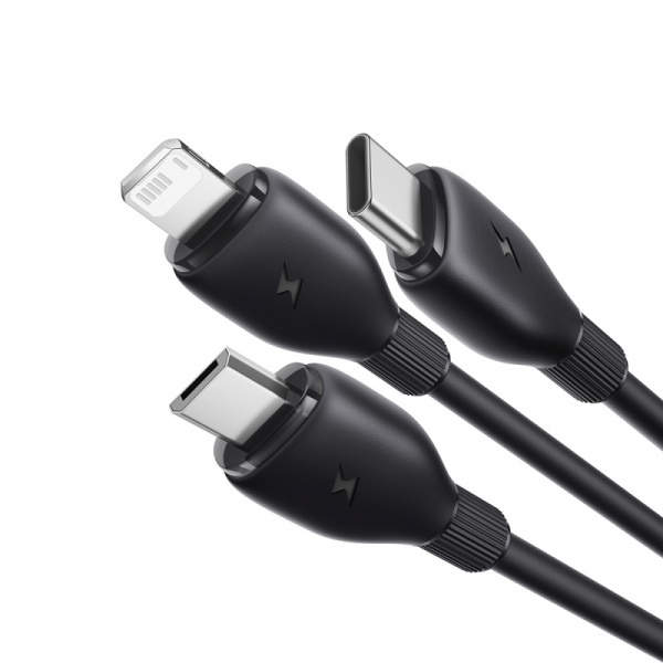 Кабель Baseus Ultra-Fast 3-в-1 Fast Charging Cable USB-A - Micro-USB + Lightning + USB-C 3.5A 0.8м Чёрный (P10376303121-01)