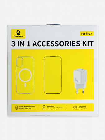 Набор аксессуаров 3 в 1 для iPhone 17 Pro Baseus Gift Box for iPhone 17 Pro 2025 3-in-1 Accessory Set 1C 45W EU (E0122201)