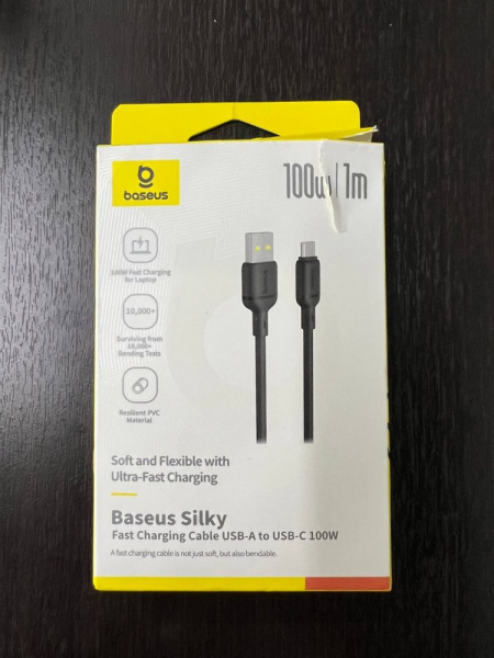 УЦЕНКА Кабель OS-Baseus Silky Series Fast Charging Cable USB - Type-C 100W 1м Чёрный (P10377703113-00) Повреждена упаковка УЦЕНКА Кабель OS-Baseus Silky Series Fast Charging Cable USB - Type-C 100W 1м Чёрный (P10377703113-00) Повреждена упаковка