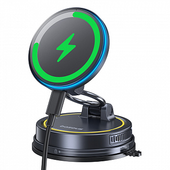 Автомобильный магнитный держатель с беспроводной зарядкой Baseus PrimeTrip VC2 Flex Pro Magnetic Wireless Car Charger Mount Suction Cup Version Чёрный (C0013F01)