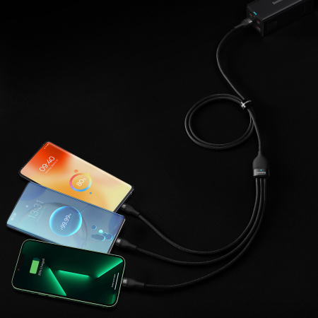 Кабель Baseus Flash Series 2 One-for-three Fast Charging Data Cable USB - M+L+C 66W 1.2m (CASS040001) Черный Кабель Baseus Flash Series 2 One-for-three Fast Charging Data Cable USB - M+L+C 66W 1.2m (CASS040001) Черный