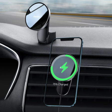 Автомобильный держатель Baseus Big Energy Car Mount Wireless Charger (WXJN-01) для iPhone 12/13/14/15 серии (Черный)