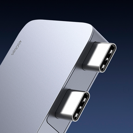 USB-концентратор Baseus UltraJoy Series 5-Port HUB USB-C*2 - USB-C 40Gbps*1+HDMI 4K@30Hz*1+USB3.0*3 Серый (B00052801811-04)