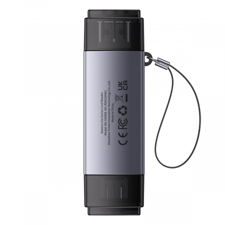 Картридер Baseus Lite Series USB-A & Type-C  - SD/TF Card Reader Grey (WKQX060113)