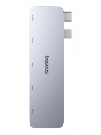 USB-концентратор Baseus UltraJoy Series 5-Port HUB USB-C*2 - USB-C 40Gbps*1+HDMI 4K@30Hz*1+USB3.0*3 Серый (B00052801811-04)