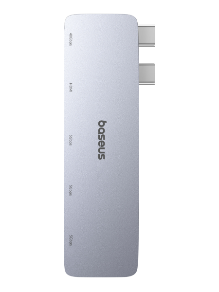 USB-концентратор Baseus UltraJoy Series 5-Port HUB USB-C*2 - USB-C 40Gbps*1+HDMI 4K@30Hz*1+USB3.0*3 Серый (B00052801811-04)