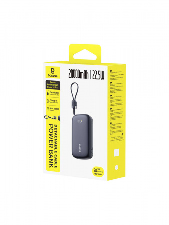 Повербанк Baseus EnerFill FC21 Qpow 3 Ultra Digital Display со съёмным кабелем 20000mAh 22.5W Чёрный (E0027M00)