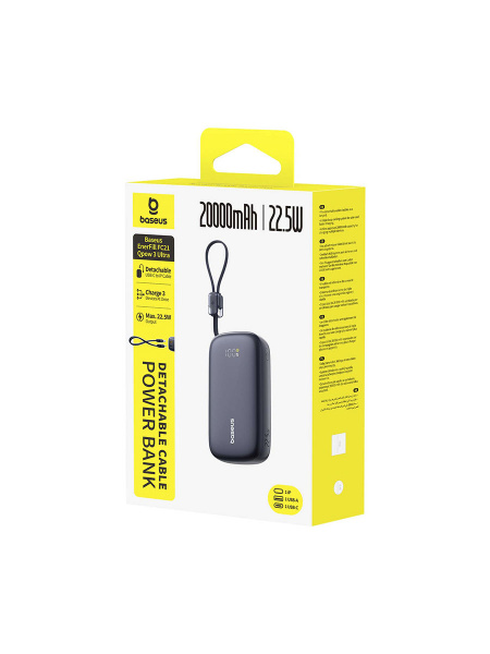 Повербанк Baseus EnerFill FC21 Qpow 3 Ultra Digital Display со съёмным кабелем 20000mAh 22.5W Чёрный (E0027M00)