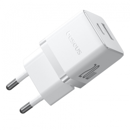 Сетевое зарядное устройство Baseus Palm Fast Charger C+U 20W EU (кабель в комплекте USB-C - USB-C 60W (20V/3A) 1м) Балый (P10111608213-01)