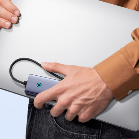 Хаб Baseus UltraJoy Series 4-Port Серый (USB-C- USB 3.0*4+USB-C 5V) (B0005280B811-08)