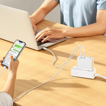 Сетевое зарядное устройство Baseus GaN5 Pro Fast Charger C+U 100W EU с кабелем Type-C - Type-C 100W(20V/5A) 1m Белый (CCGP090202)