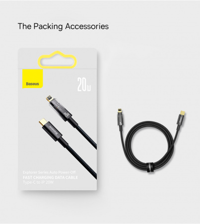 Кабель Baseus Explorer Series Auto Power-Off Fast Charging Data Cable Type-C - lightning 20W 1m Черный (CATS000001) Кабель Baseus Explorer Series Auto Power-Off Fast Charging Data Cable Type-C - lightning 20W 1m Черный (CATS000001)