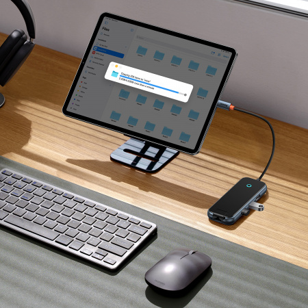 Хаб Baseus AcmeJoy 6-Port Type-C HUB Adapter (Type-C - HDMI*1+USB3.0*2+USB2.0*1+Type-C PD&Data *1+RJ45*1) Темно-серый (WKJZ010313) Хаб Baseus AcmeJoy 6-Port Type-C HUB Adapter (Type-C - HDMI*1+USB3.0*2+USB2.0*1+Type-C PD&Data *1+RJ45*1) Темно-серый (WKJZ010313)