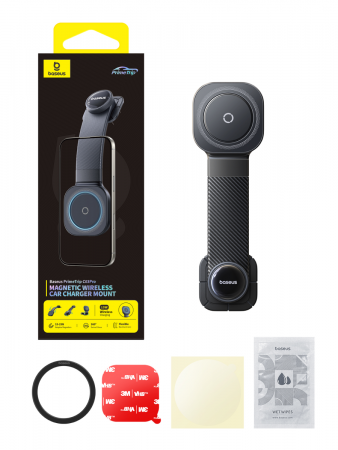 Автомобильный магнитный держатель с беспроводной зарядкой Baseus Prime Trip C03Pro Magnetic Wireless Car Charger Mount Чёрный (C0013A01)